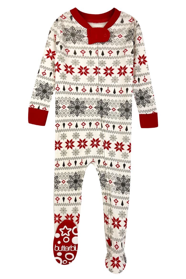 Cruz Snug Fit Footed Pajamas, Main, color, NORDIC FAIR ISLE IVORY