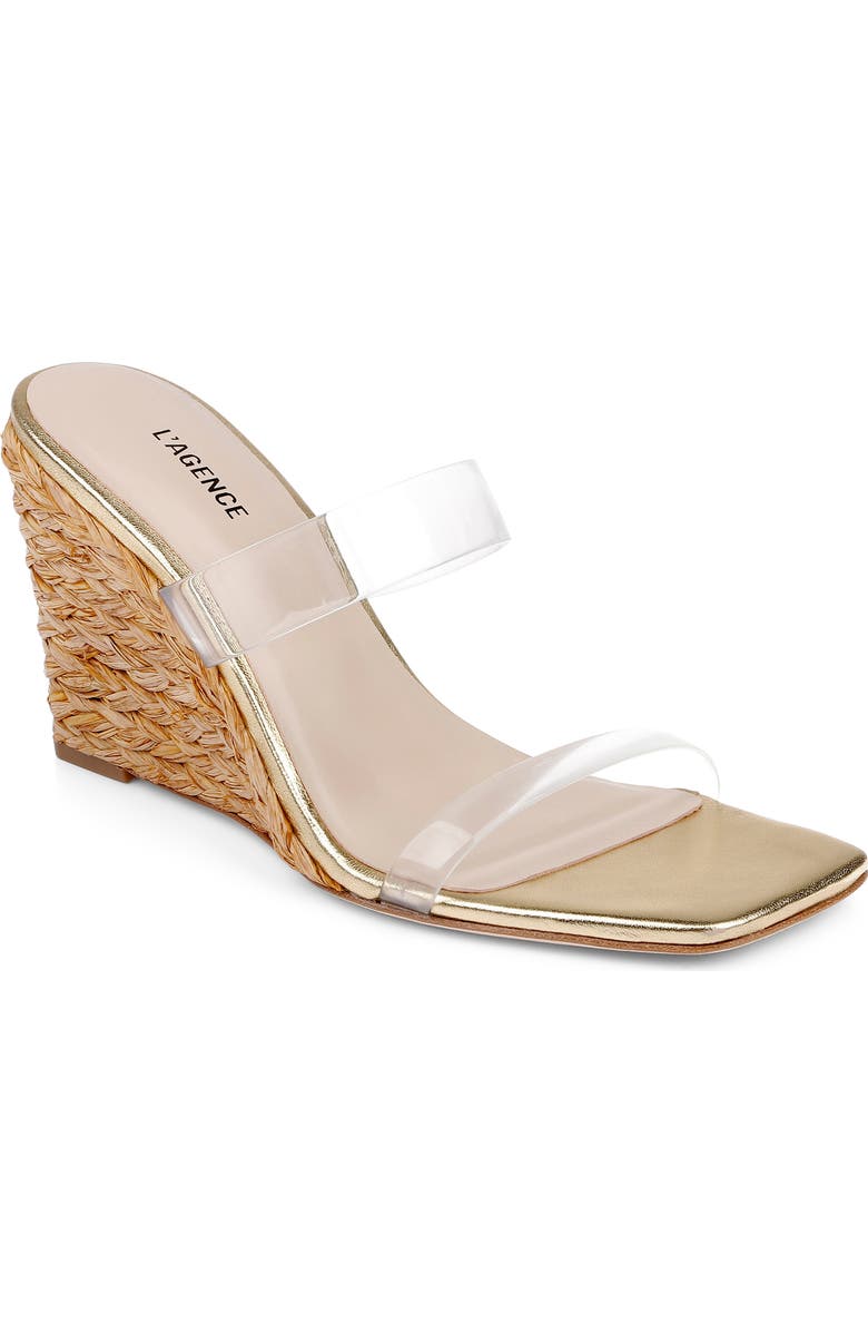 L'AGENCE Farrell Espadrille Wedge Slide Sandal, Main, color, Gold