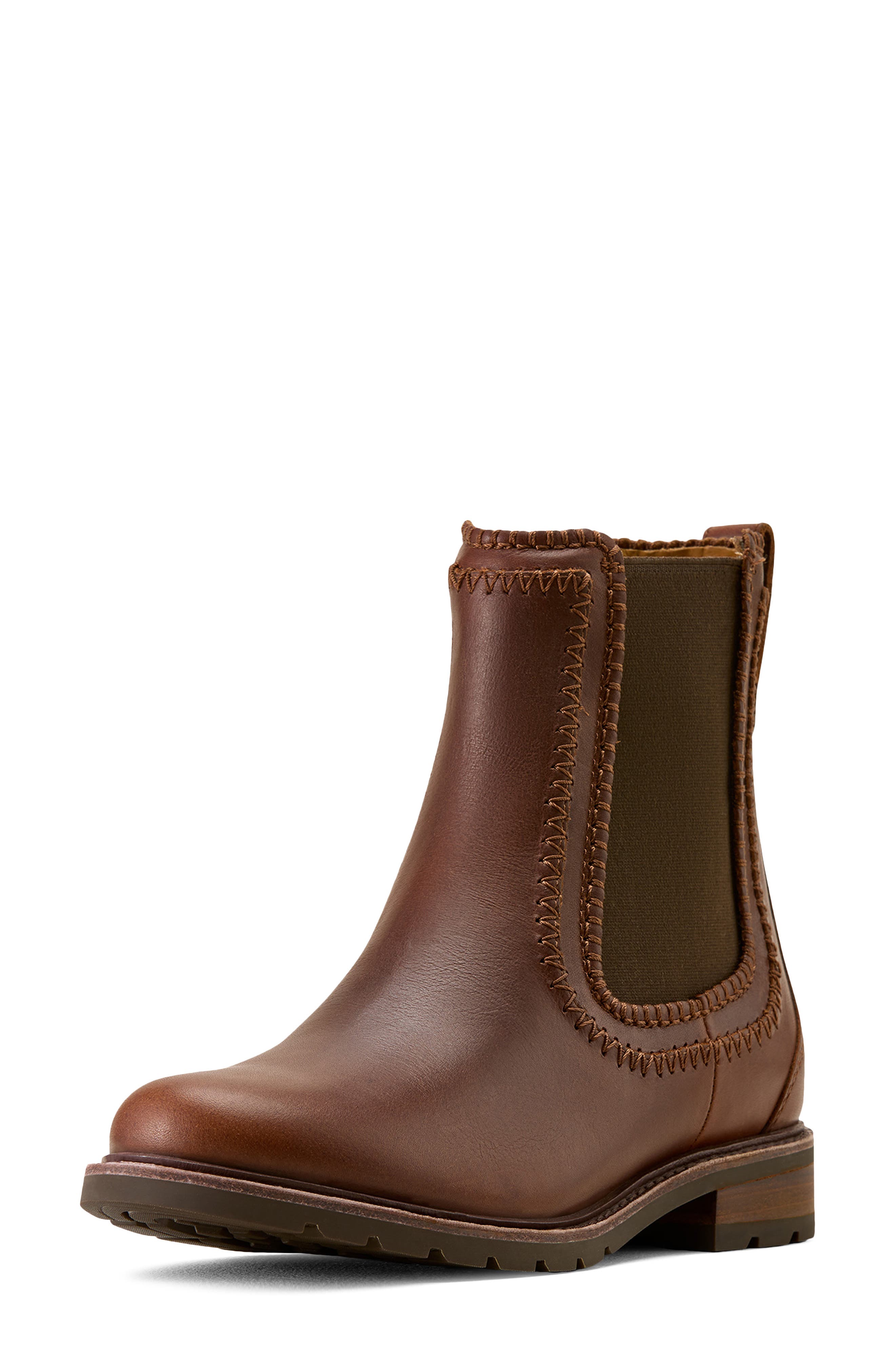 Ariat Wexford Blanket Stitch Chelsea Boot, Main, color, Deep Cognac