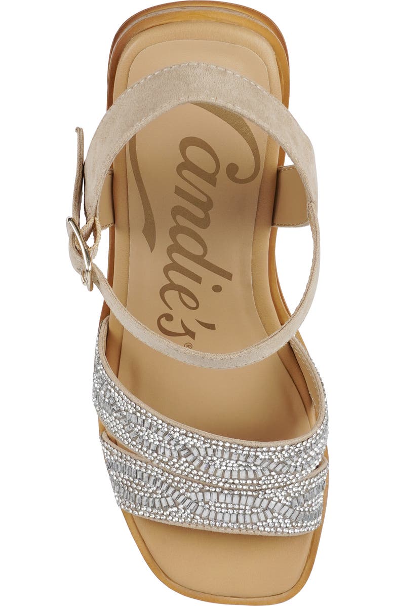 Candie's Cuna Ankle Strap Platform Wedge Sandal, Alternate, color, Nude Sudte