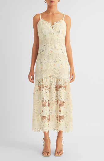 Arose Studio Sabrina Floral Lace Midi Dress