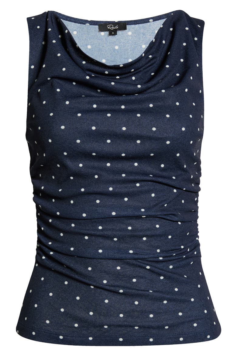 Fete Cowl Neck Tank, Alternate, color, NAVY POLKA DOTS