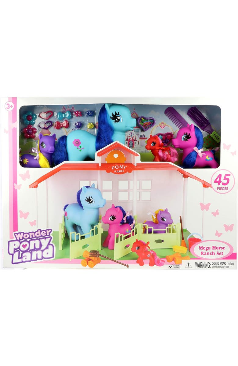 Wonder Pony Land 45 Piece Mega Horse Ranch Set Toy, Alternate, color, Multicolored