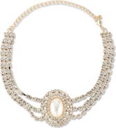CHLOE AND MADISON Faux Pearl & Cubic Zirconia Choker Necklace