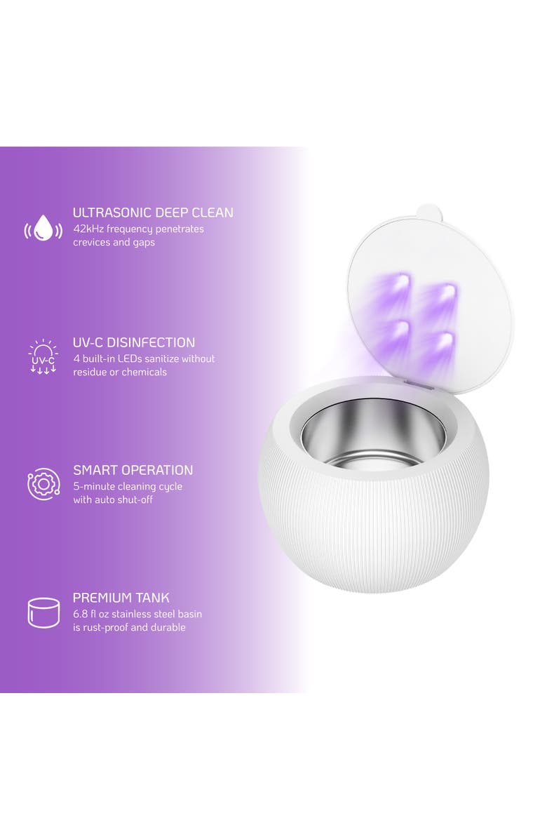 PURSONIC Ultrasonic Cleaner Pod - Deep Cleaning and UV Sterilization in One Compact Device, Alternate, color, White