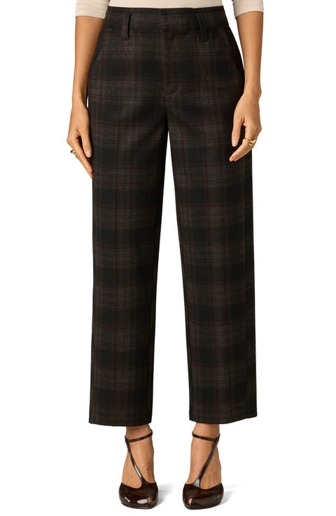 Teagan Skyrise Plaid Ankle Straight Leg Trousers