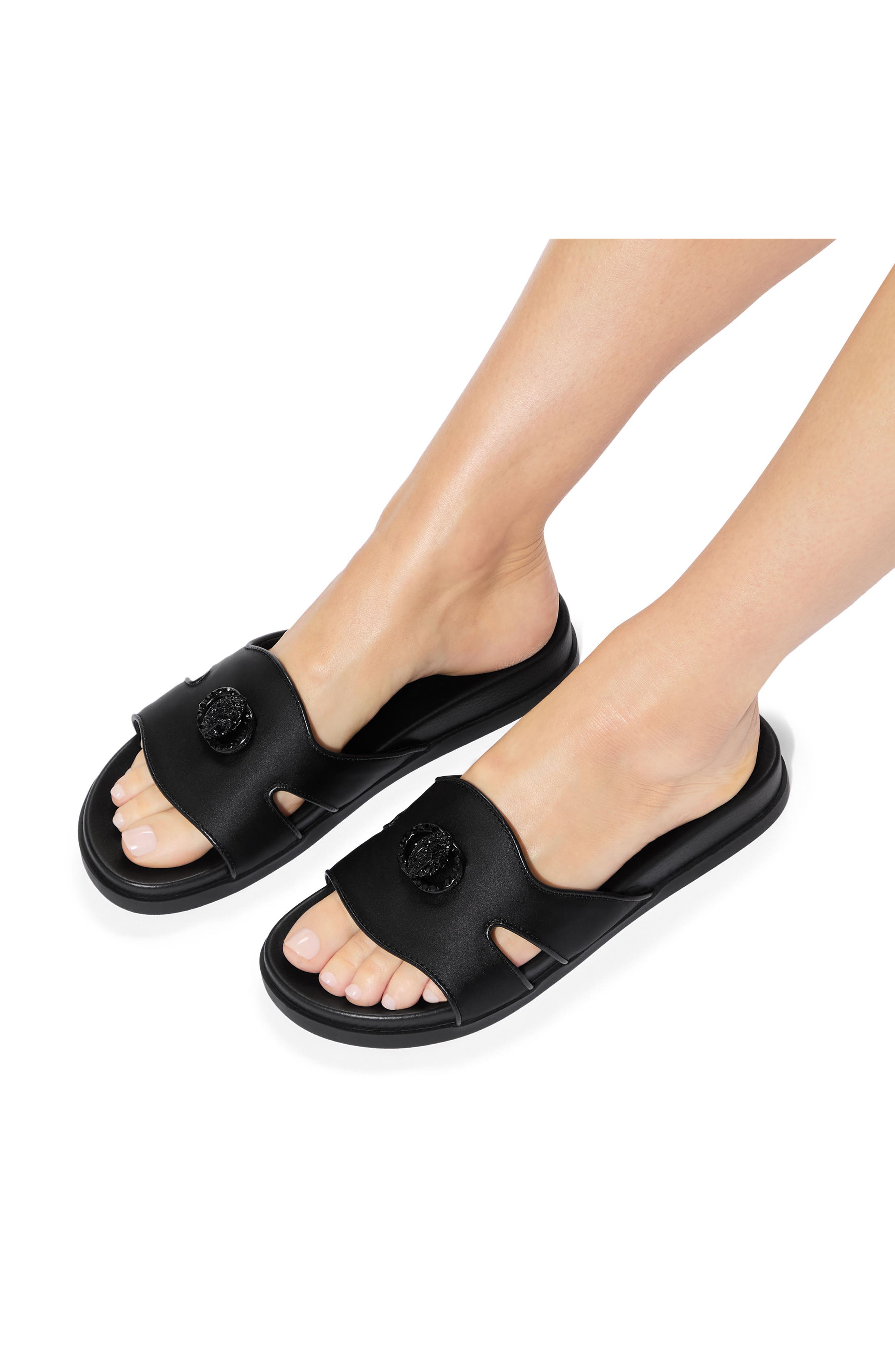 Chelsea Cutout Slide Sandal, Alternate, color, BLACK