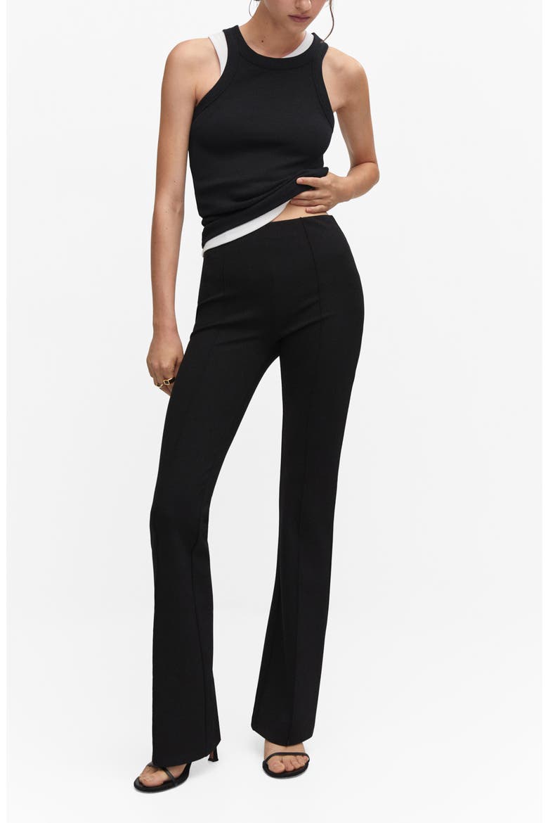 Pintuck Flare Leggings, Alternate, color, BLACK