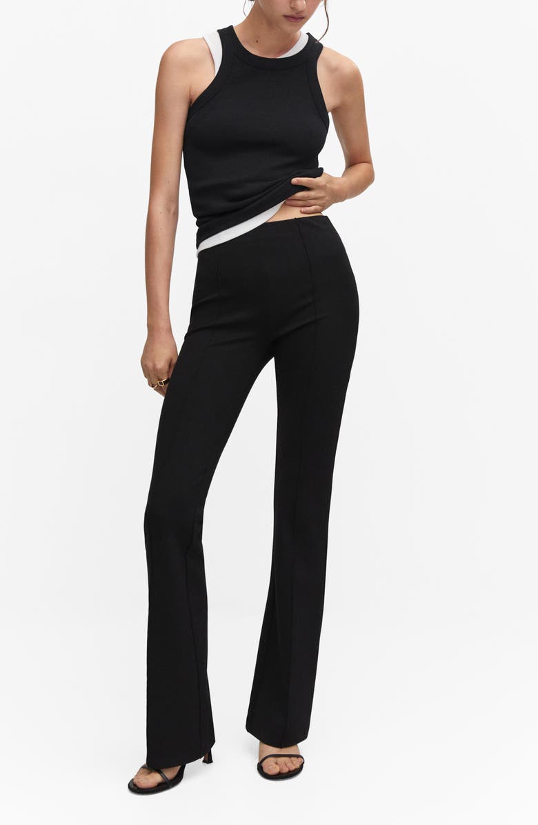 MANGO Pintuck Flare Leggings, Alternate, color,