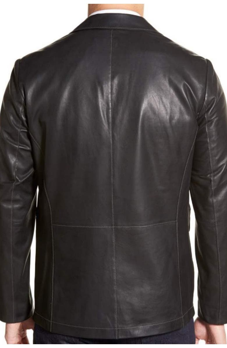 Missani Le Collezioni Lambskin Leather Sport Coat, Alternate, color, Black