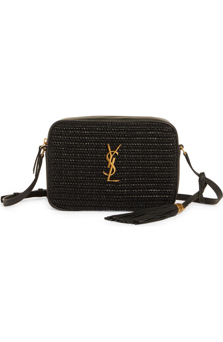 Saint Laurent Medium Lou Raffia & Leather Camera Bag, Main, color,
