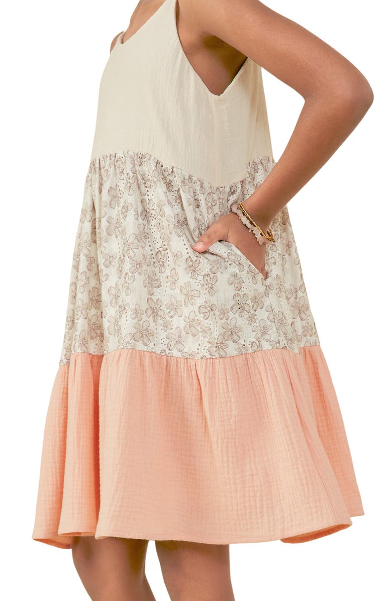 Hayden Girls Kids' Floral Colorblock Dress, Alternate, color, Cream