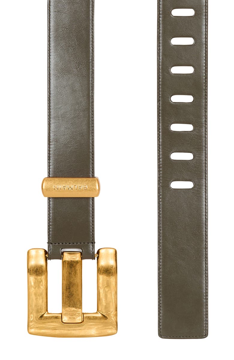 Balmain Anthem calfskin leather belt, Alternate, color, Green