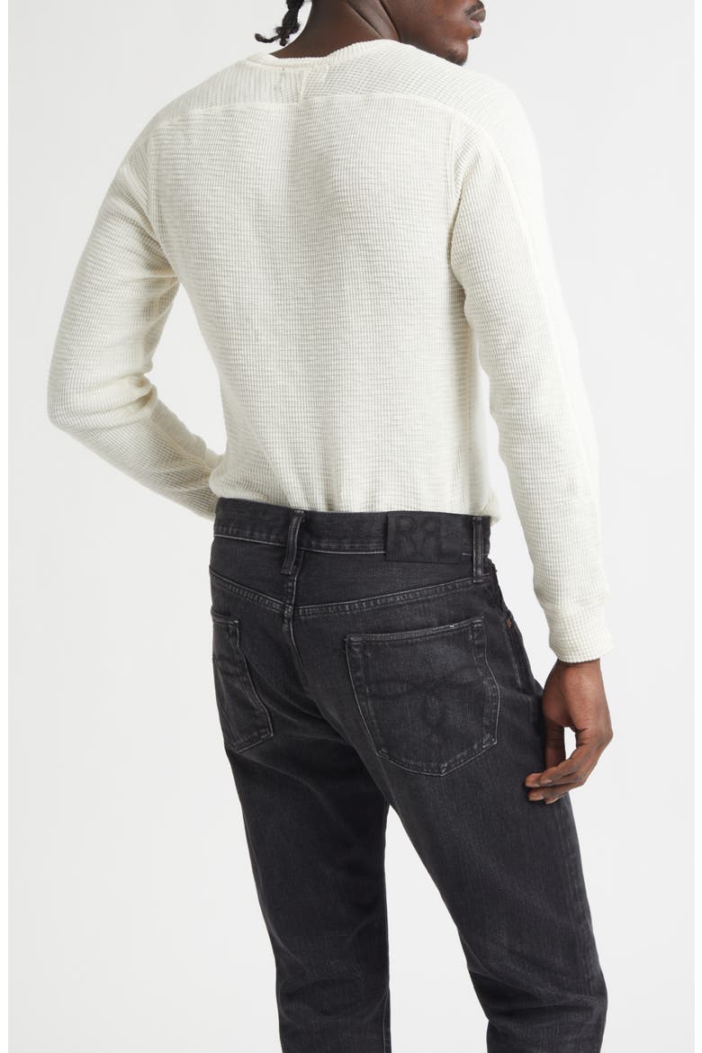 Waffle Stitch Long Sleeve Cotton Crewneck T-Shirt, Alternate, color, PAPER WHITE