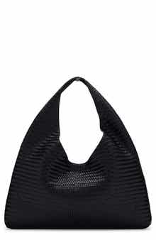 MANGO Large Braided Leather Shoulder Bag