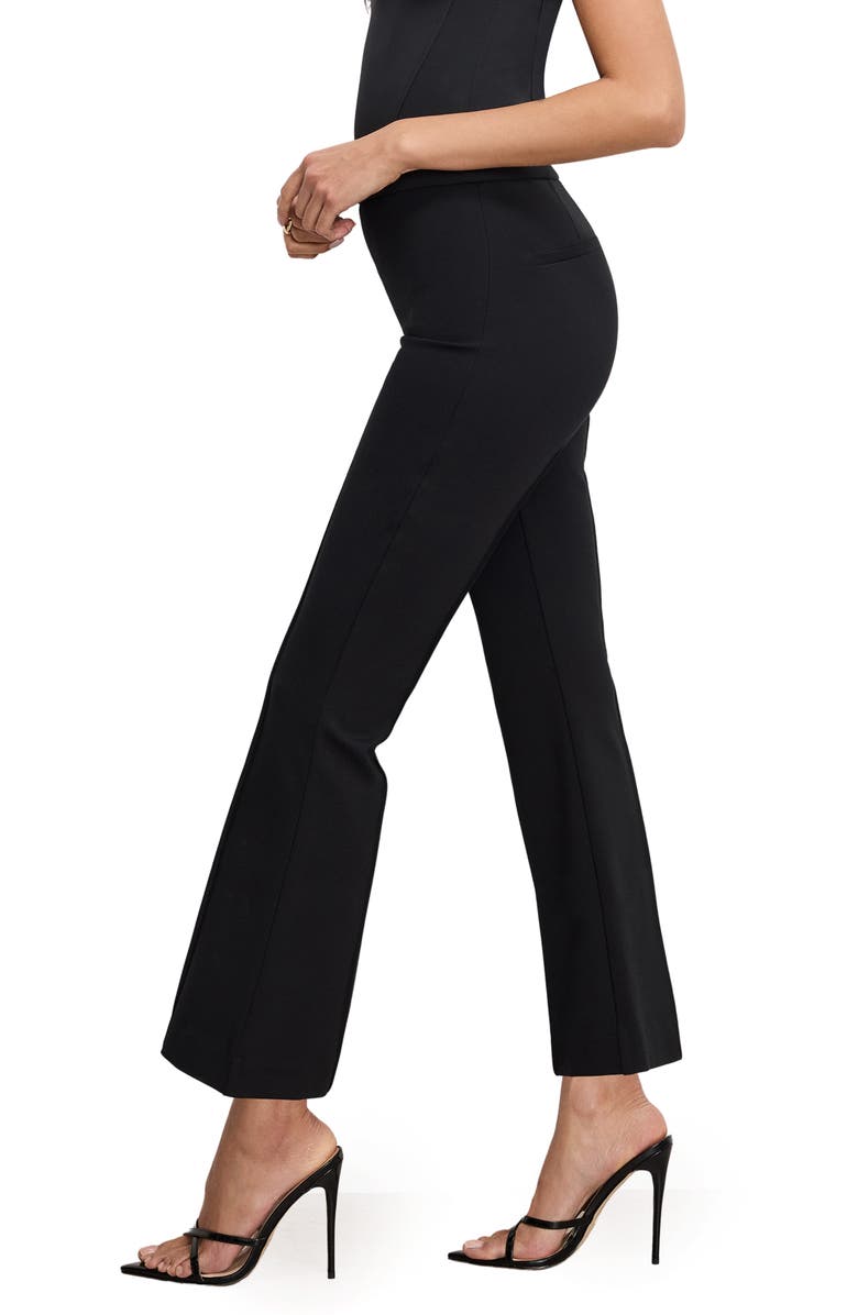Good American Soft Stretch Kick Flare Ponte Pants, Alternate, color, Black001