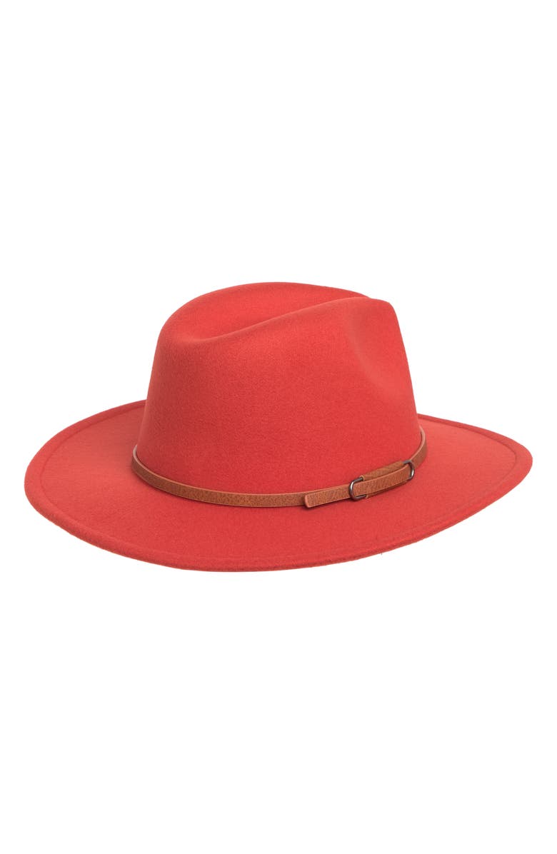 Nine West Felt & Vegan Leather Trim Fedora, Alternate, color, Rust