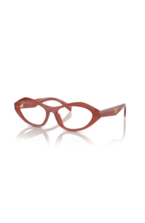 Prada 55mm Irregular Optical Glasses In Red