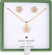 Kate Spade New York Flower Cubic Zirconia Pendant Necklace & Stud Earrings Set