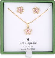 Kate Spade New York Flower Cubic Zirconia Pendant Necklace & Stud Earrings Set