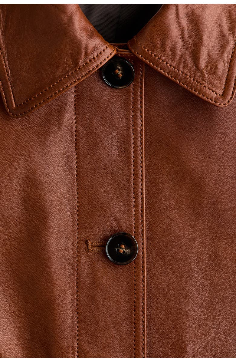 H&M Leather Jacket, Alternate, color, Brown