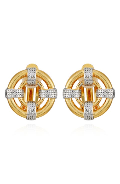 Two-Tone Clip-On Stud Earrings