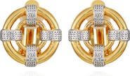 T Tahari Two-Tone Clip-On Stud Earrings