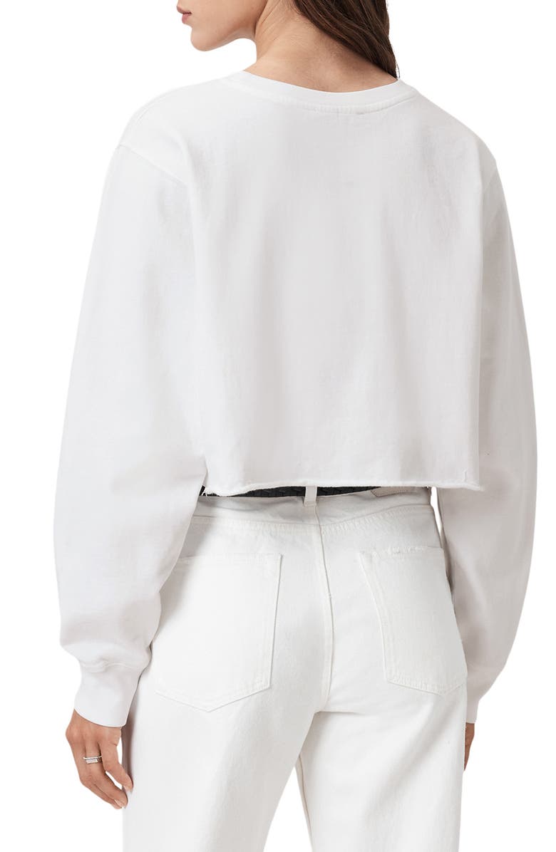 AllSaints Trip Nevarre Cotton Crop Sweatshirt, Alternate, color, White
