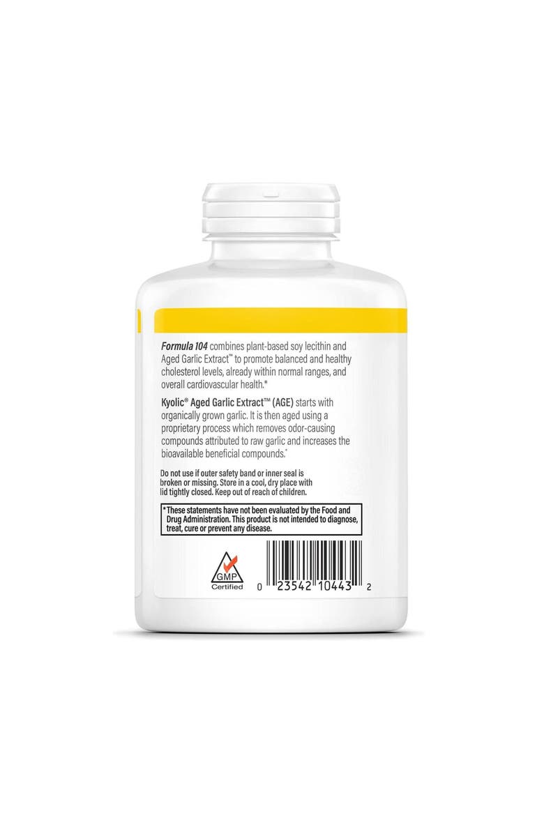 Kyolic Aged Garlic Extract Formula 104, Cholesterol Health, Capsules 300 Count, Alternate, color, NO COLOR