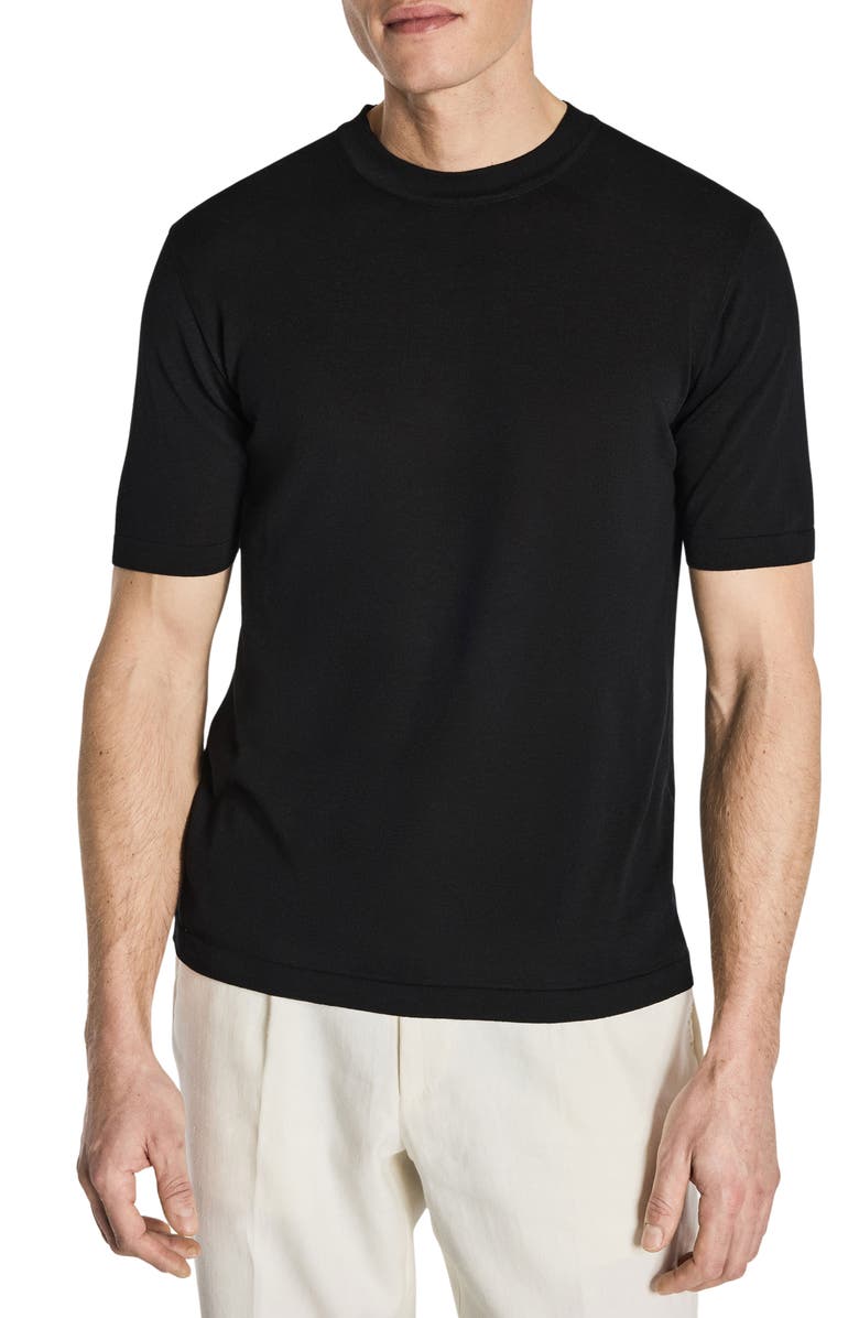 Jack Victor Wellington Cotton & Silk Crewneck T-Shirt, Main, color, Black