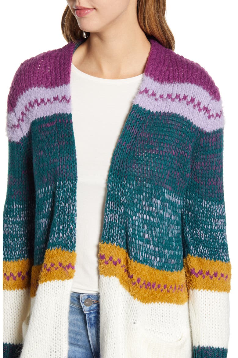 Stripe Long Cardigan, Alternate, color, PURPLE MULTI STRIPE