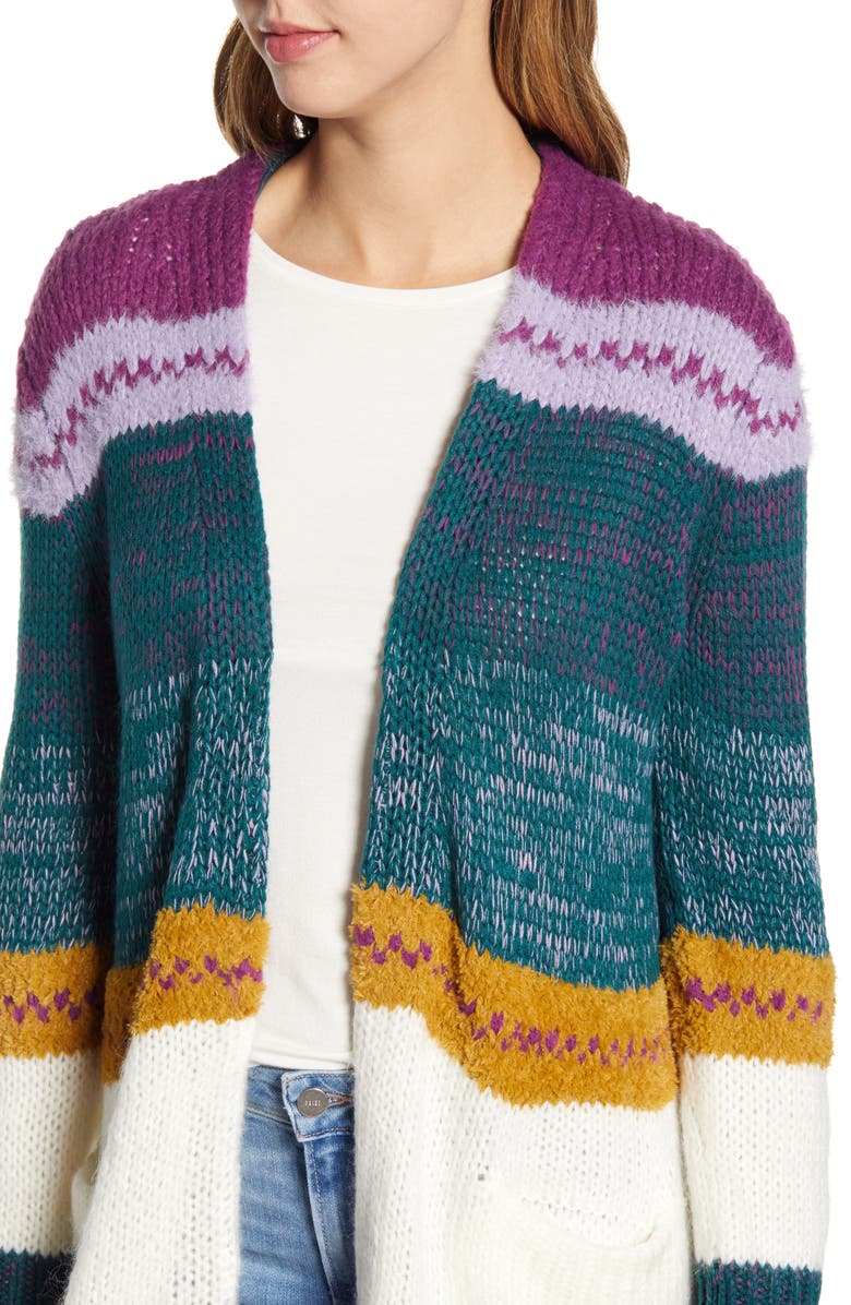 Caslon<sup>®</sup> Stripe Long Cardigan, Alternate, color, 