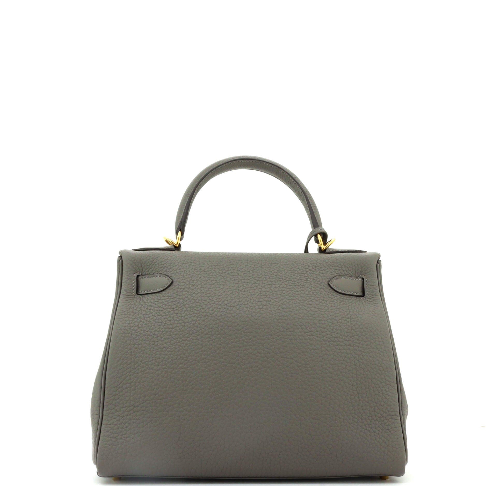 Pre-Owned Hermes Kelly Handbag Grey Clemence with Gold Hardware 28, Alternate, color, 