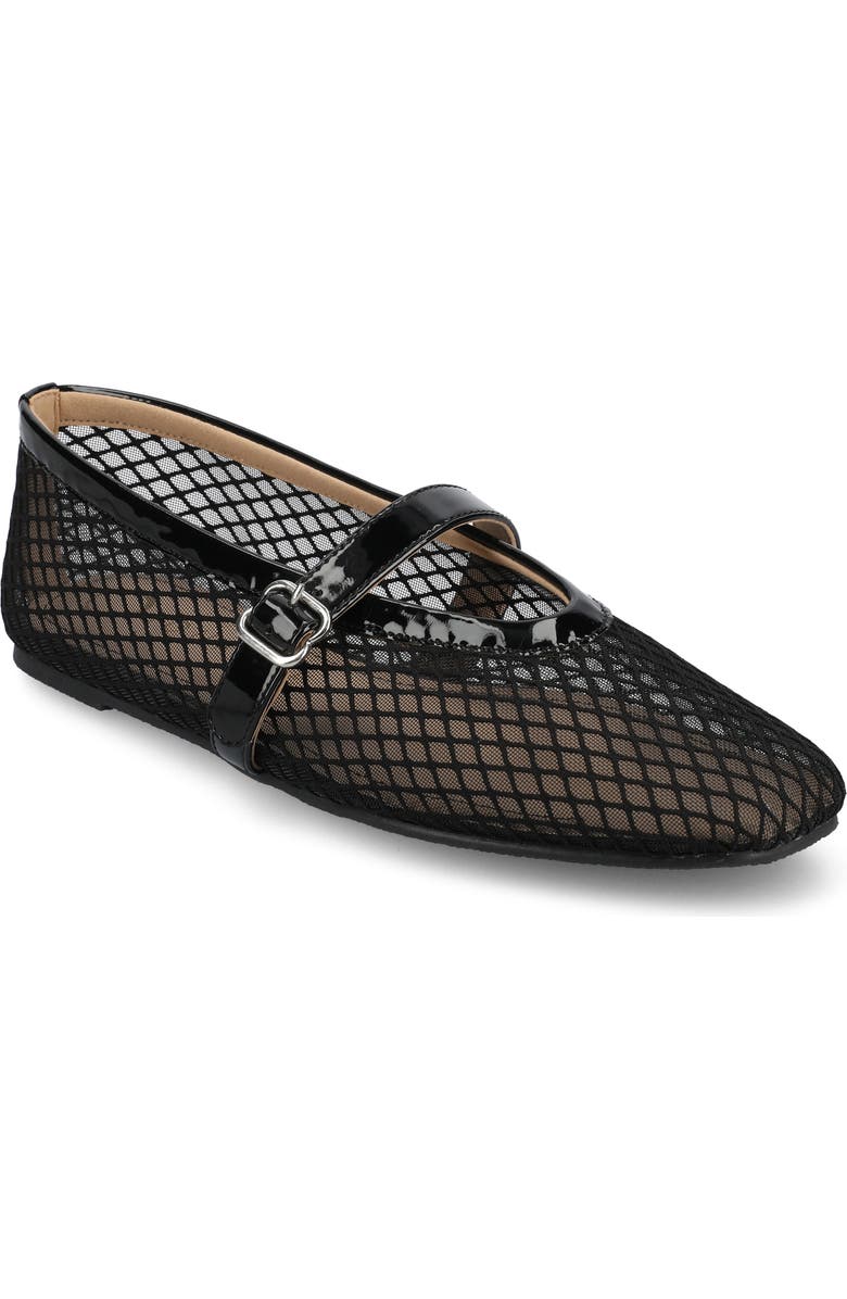 Journee Collection Casha Mesh Mary Jane Flat, Main, color, Black Casha