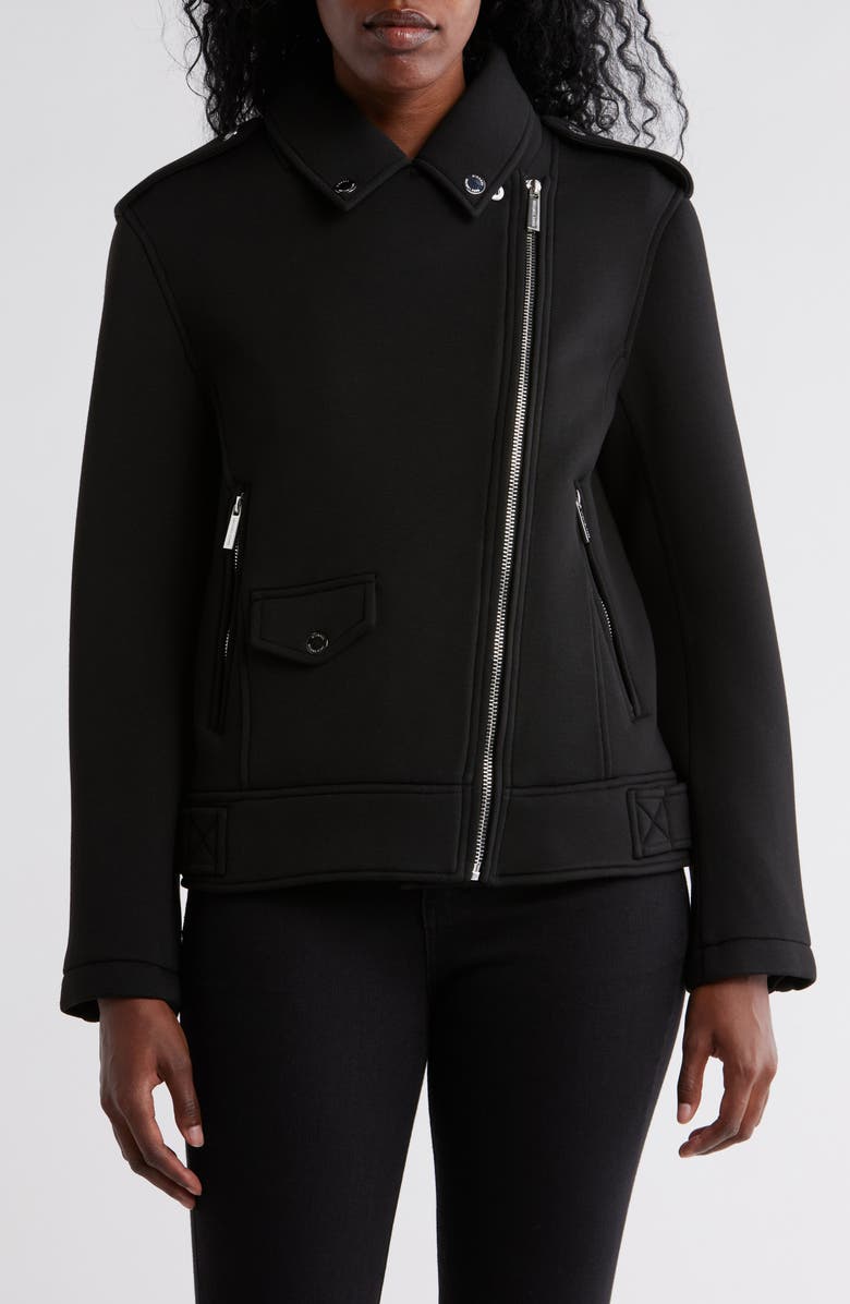 Michael Kors Asymmetric Zip Moto Jacket, Main, color,