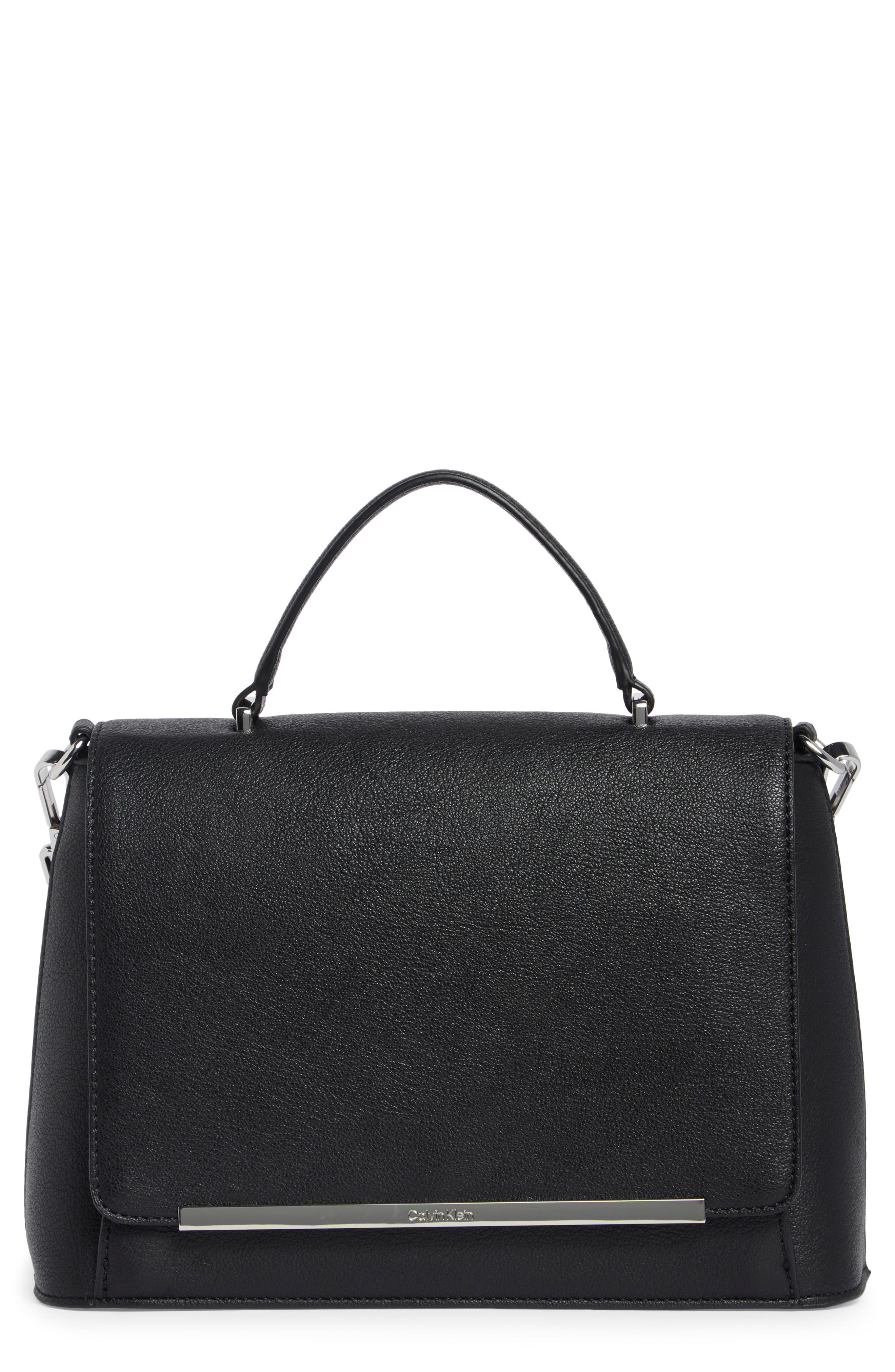 Calvin Klein Alia Satchel Bag, Main, color, Black/ Silver