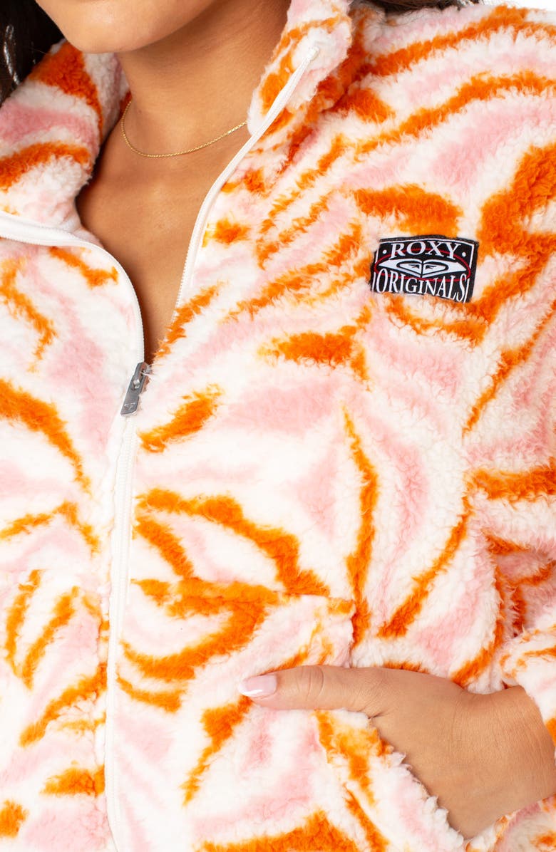 Roxy Cold Surf Print Fleece Jacket, Alternate, color, Parchment