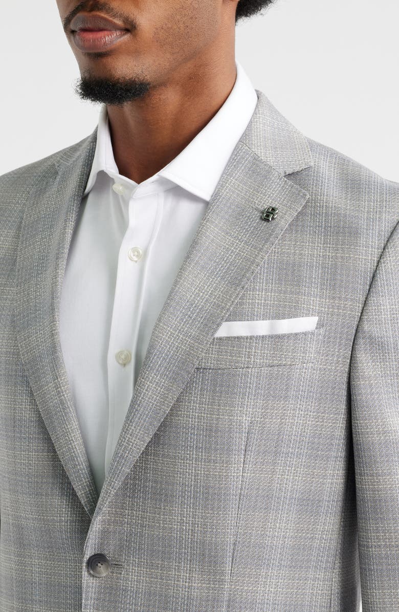 BOSS Hutson Plaid Virgin Wool Sport Coat, Alternate, color, Silver