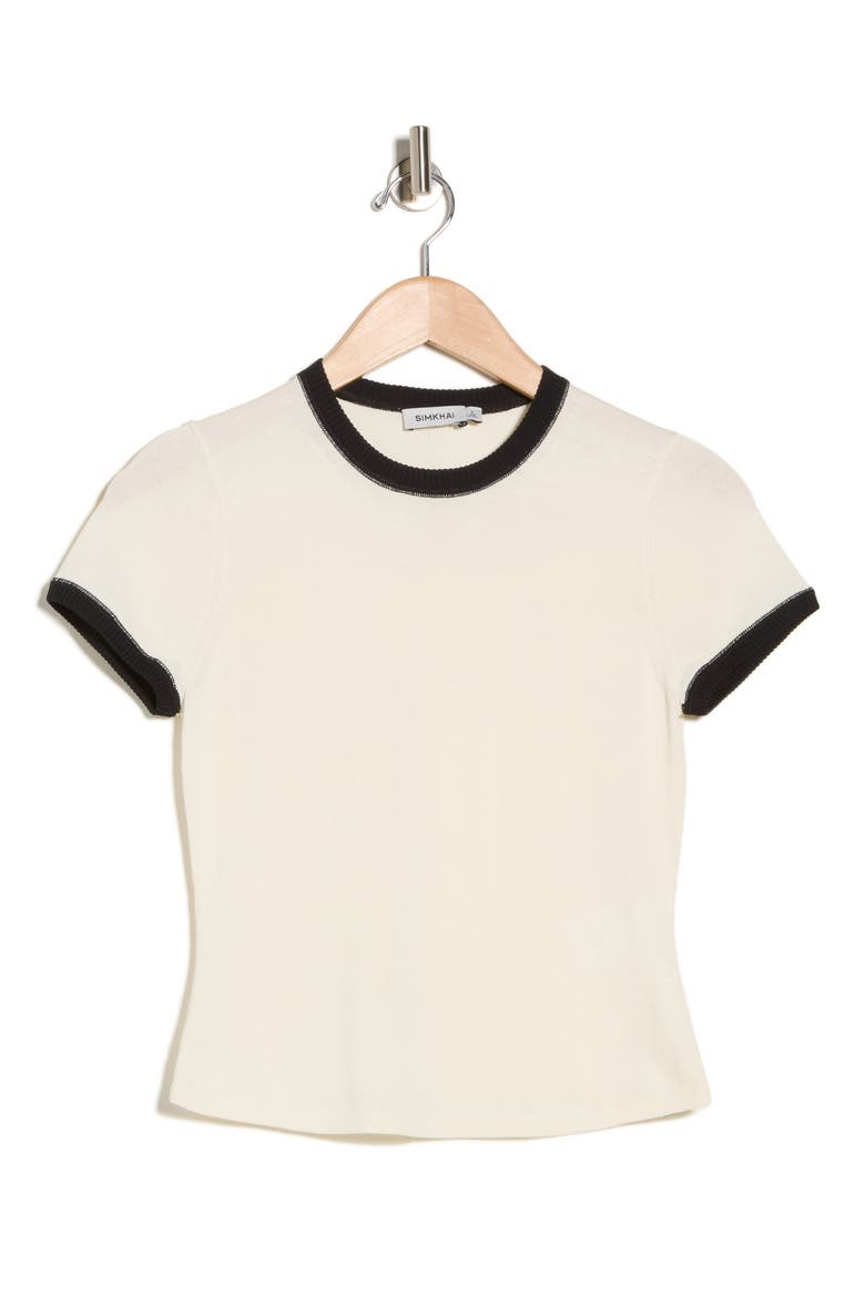 Carmen Ringer Cotton & Linen Blend Knit T-Shirt, Alternate, color, IVORY