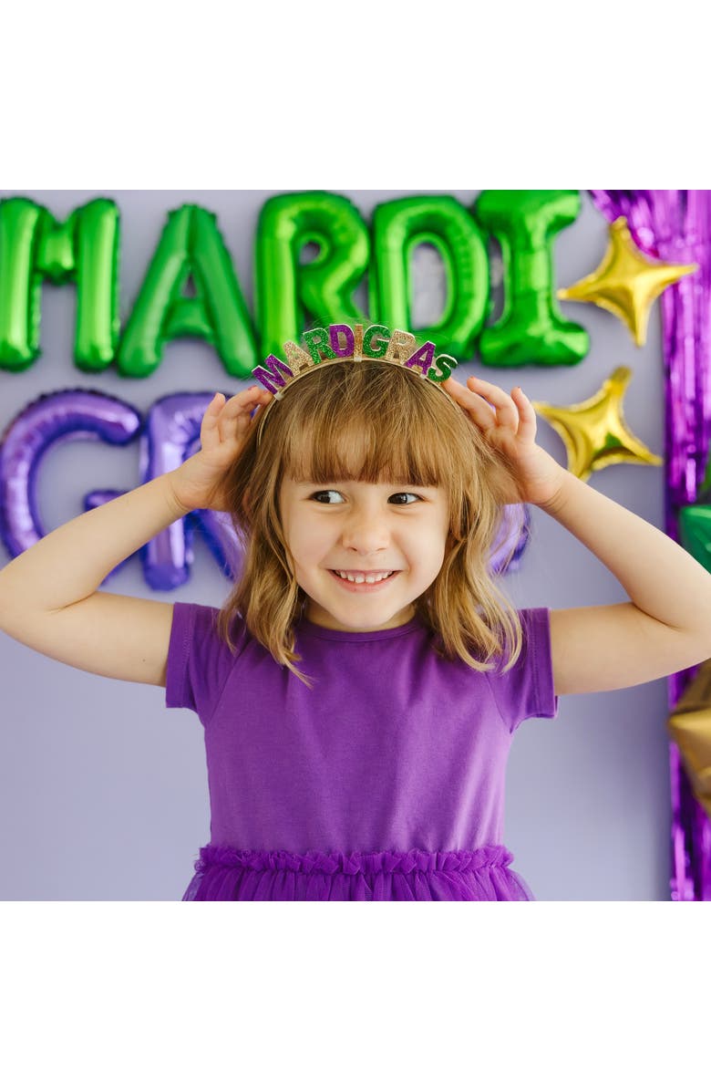 Sweet Wink Mardi Gras Tiara Headband, Alternate, color, Gold