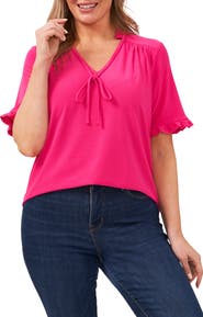 CeCe Ruffle Tie Neck Top