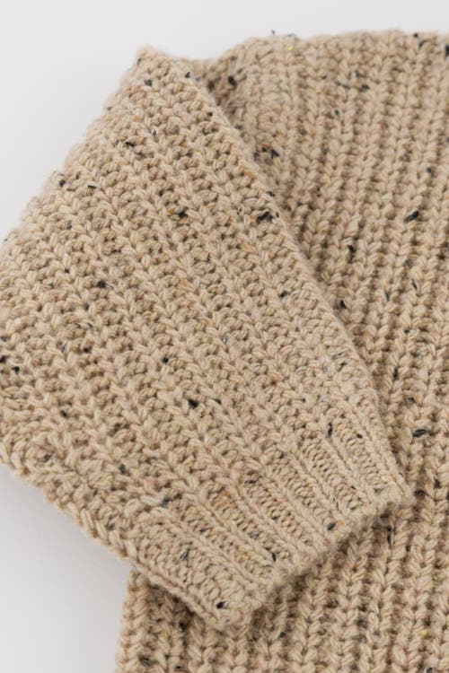 Oh Baby ! Speckle Knit Grandpa Knitted Pullover In Brown