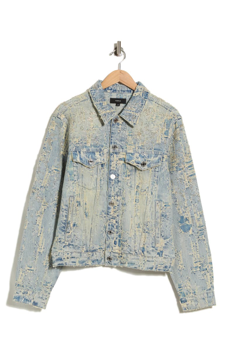 Bead Splatter Destroy Denim Jacket, Alternate, color, BEAD SPLATTER DESTROY JACKET