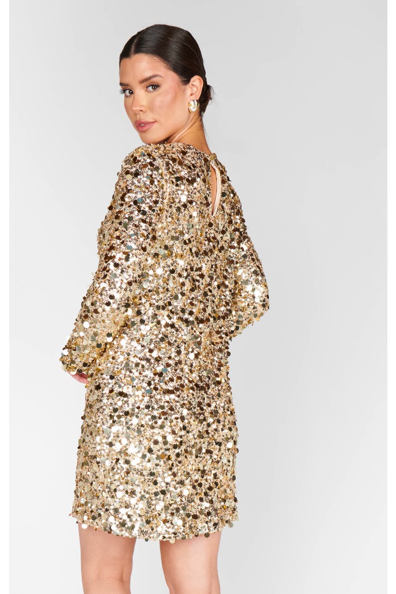 Maddison Mini Dress, Alternate, color, Gold Metallic Sequins