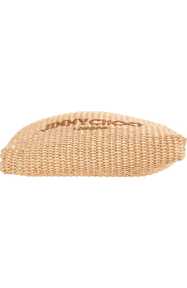 Jimmy Choo Woven Raffia Top Handle Drawstring Pouch, Alternate, color, Natural/ Tan/ Light Gold