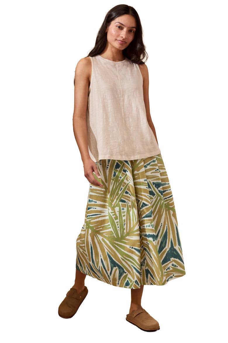 Printed Midi Wide Leg Culottes, Alternate, color, Palm Print