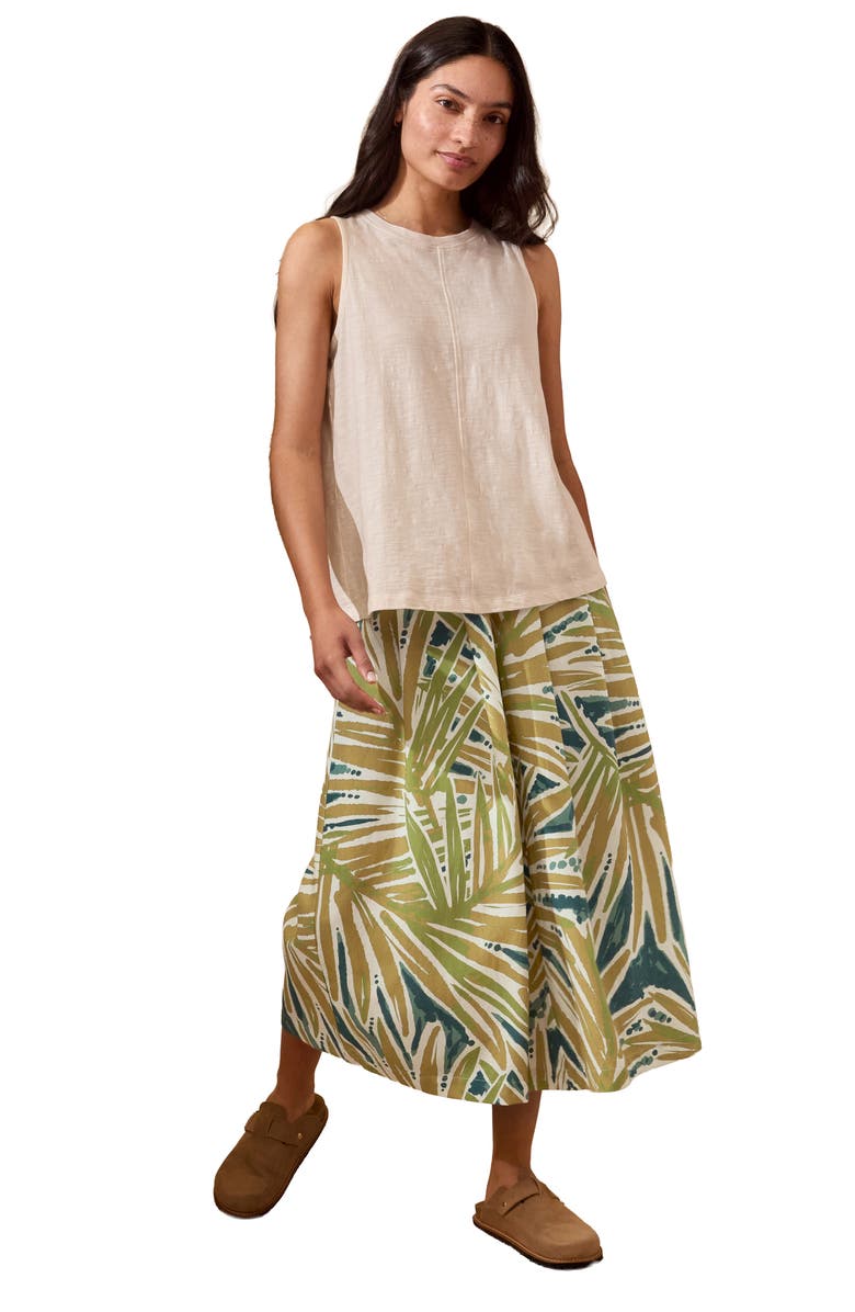Celtic & Co. Printed Midi Wide Leg Culottes, Alternate, color, Palm Print