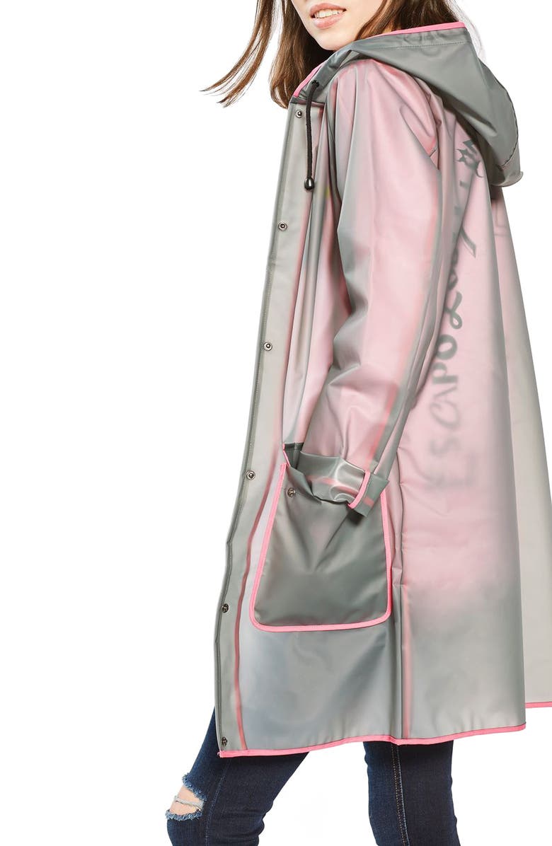 Topshop Piped Mac Rain Jacket, Main, color, 