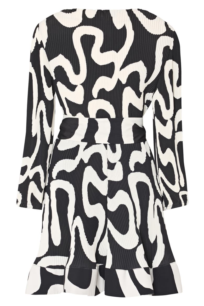 Liv Ink Swirl Print Long Sleeve Minidress, Alternate, color, BLACK/ WHITE