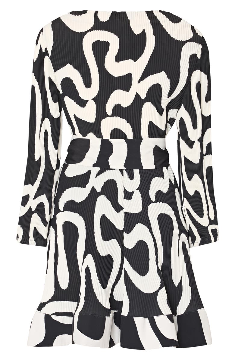 Milly Liv Ink Swirl Print Long Sleeve Minidress, Alternate, color, Black/ White